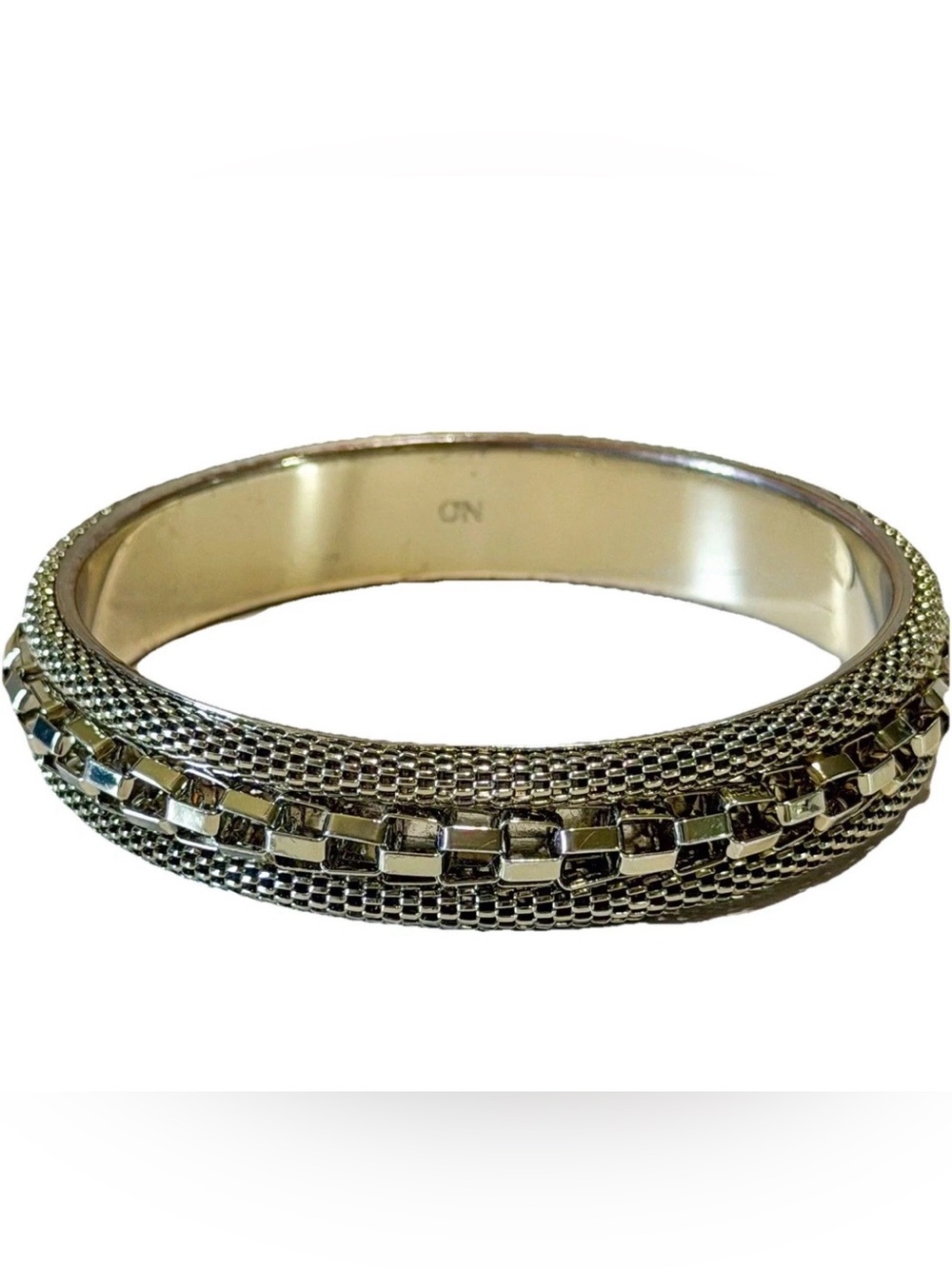 Graziano Gold Tone Textured Bangle Bracelet Designer Statement Mesh Wide Bangle